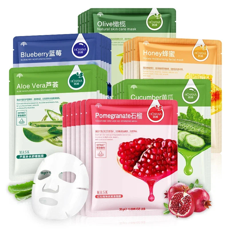Korean Natural Plant Sheet Mask – Aloe & Fruit Anti-Aging 10pcs