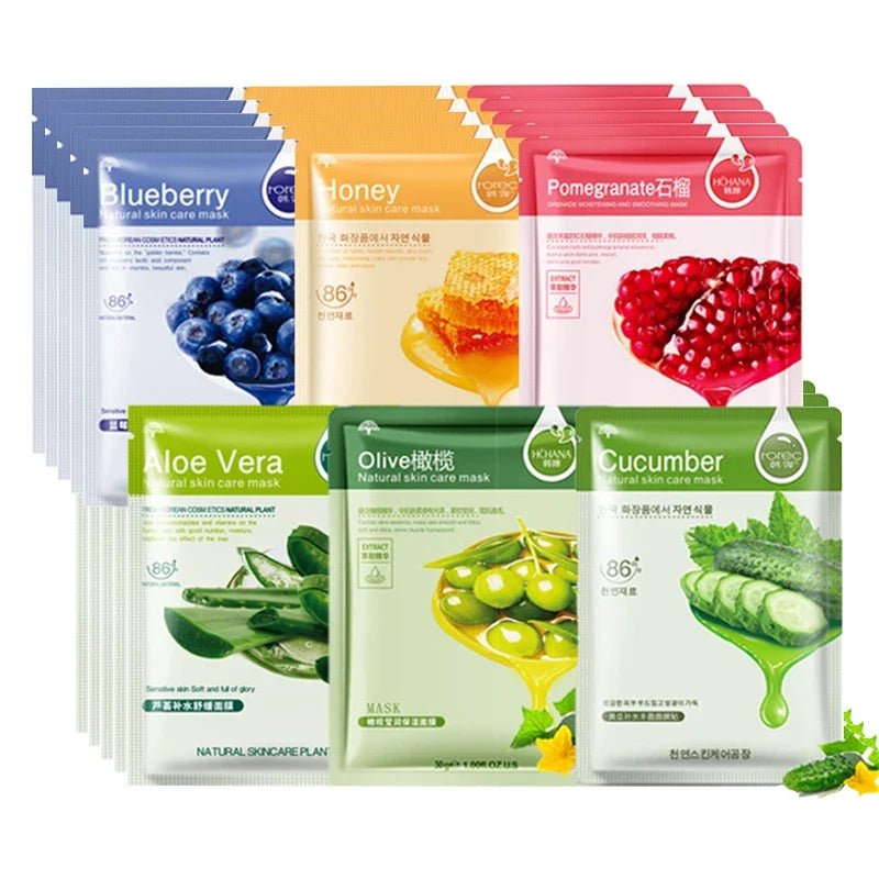 Korean Natural Plant Sheet Mask – Aloe & Fruit Anti-Aging 10pcs